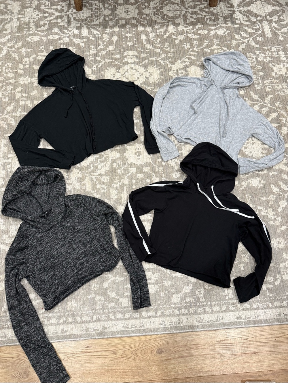 Size small women’s cropped lightweight hooded long sleeve tees bundle